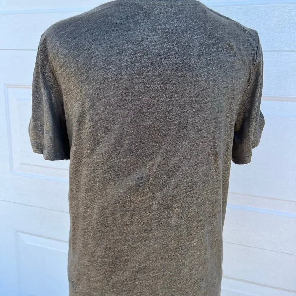 Loft, green shimmer, vintage soft, short sleeve, rounded neckline, women's XS